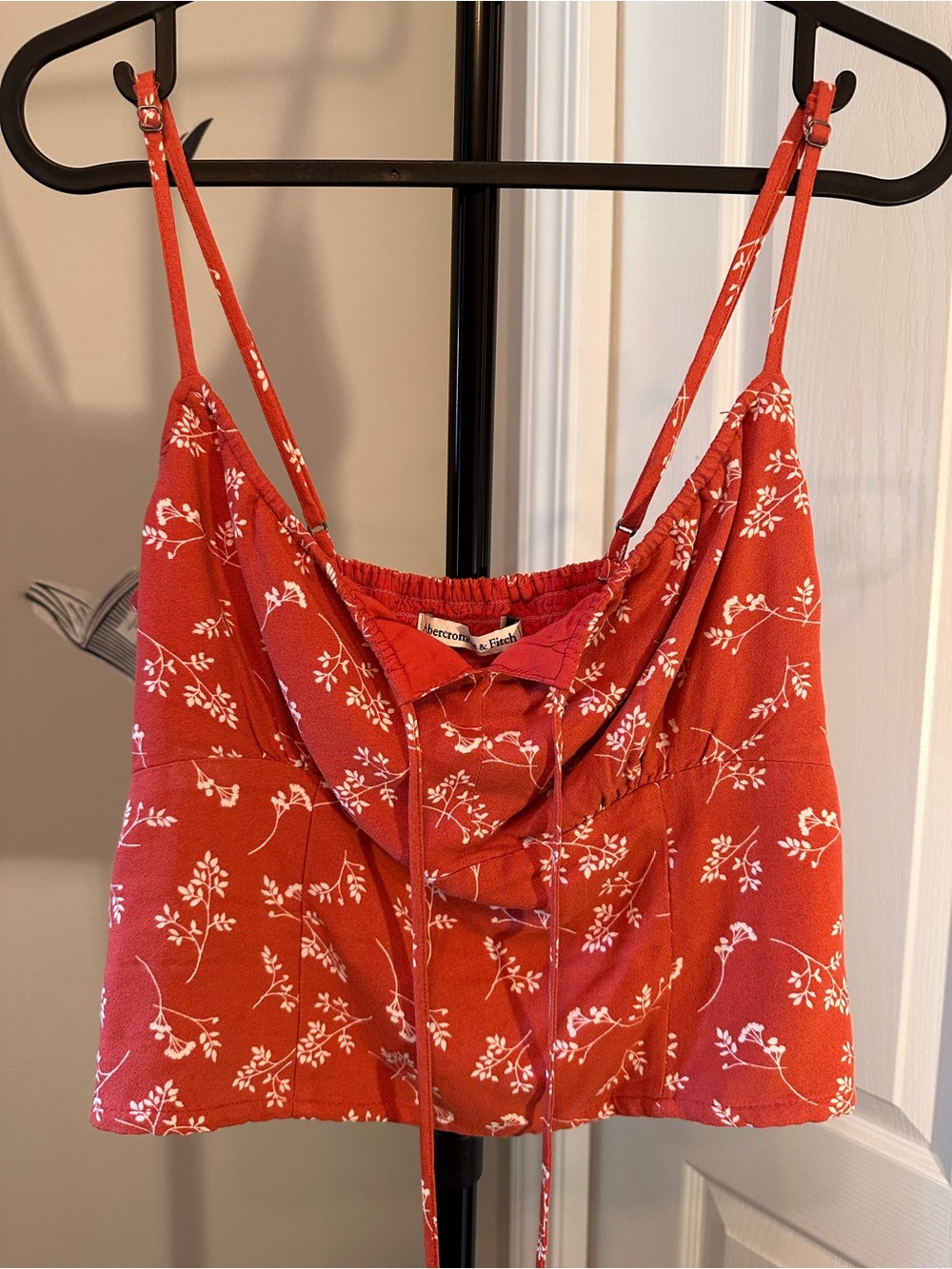 Abercrombie & Fitch Red Floral Cowl Crop Tank SM